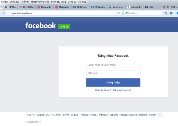 Mất tài khoản Facebook khi đăng nhập trên giainhatthang7.com 