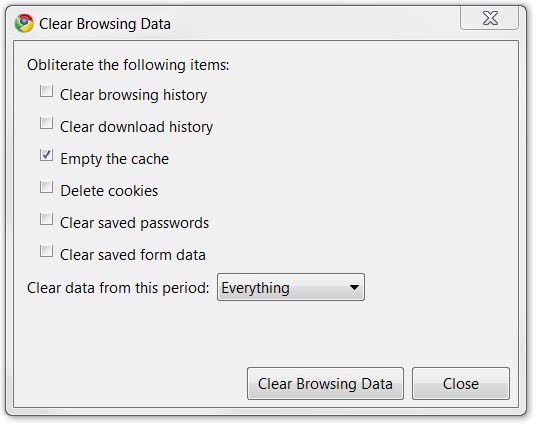 Clear your Google Chrome cache.