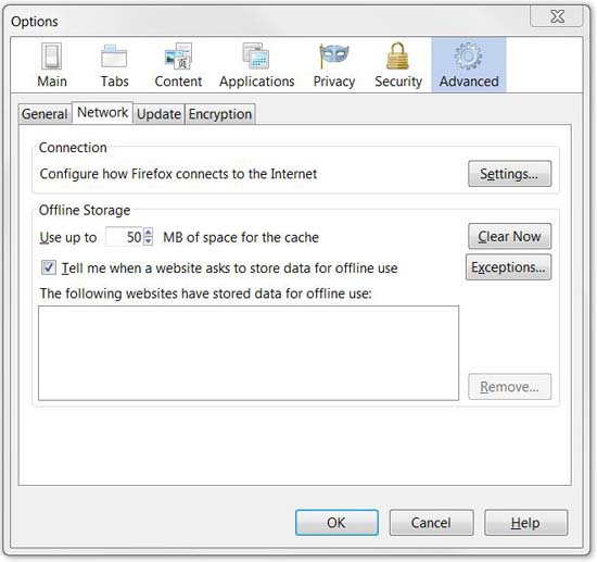 In Firefox, you can clear the cache and specify how much space it uses.