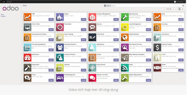 phần mềm quản lý kho miễn phí - Ảnh 2. Phần mềm quản lý kho Odoo
