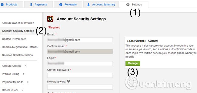 vào mục Settings