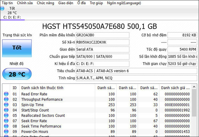 Top 11 phần mềm kiểm tra ổ cứng HDD, SSD có thể bạn chưa biết - Ảnh 7. Top 11 phần mềm kiểm tra ổ cứng HDD, SSD có thể bạn chưa biết - Ảnh 7.