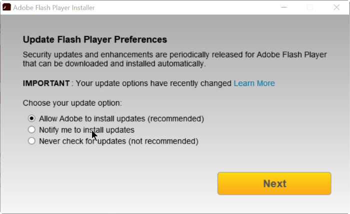 Allow adobe to install updates