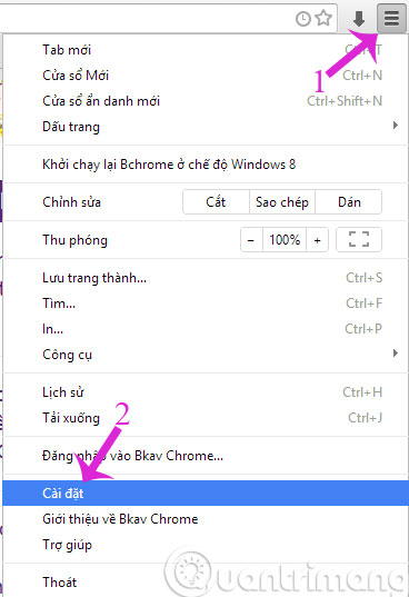 Chọn Cài đặt