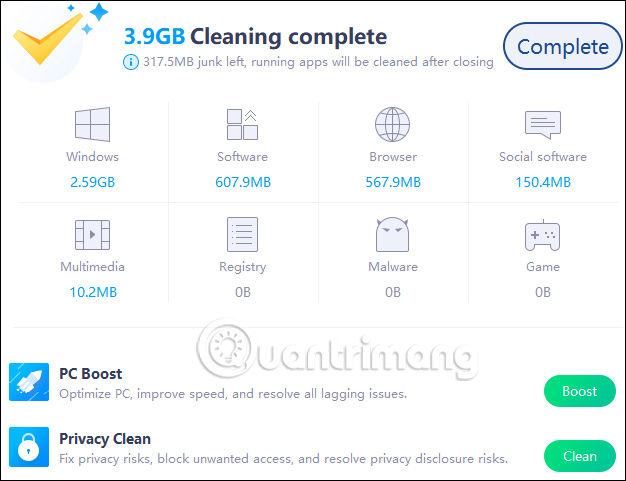 Dung lượng file rác 