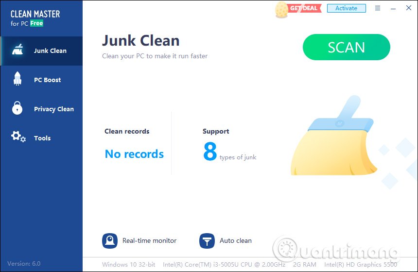 Giao diện Clean Master