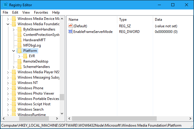 Đặt tên cho value mới này là EnableFrameServerMode