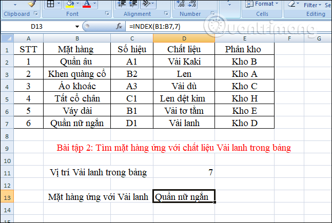 Mặt hàng cho vải lanh
