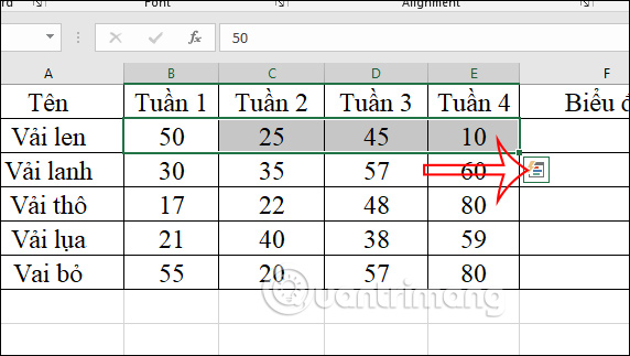 Biểu tượng Quick Analysis