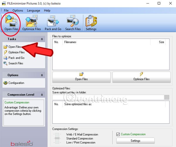 giảm dung lượng ảnh bằng FILEminimizer Pictures