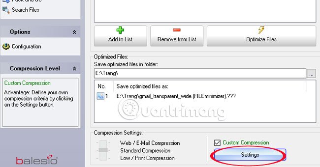 giảm dung lượng ảnh bằng FILEminimizer Pictures