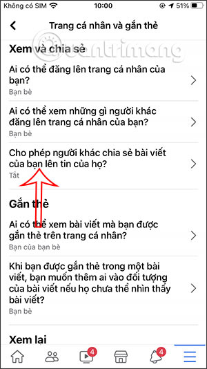 Tùy chỉnh chia sẻ