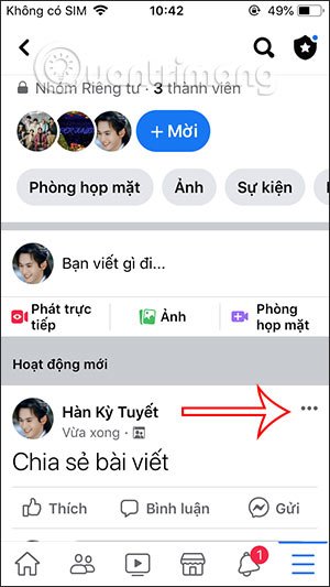 Tùy chọn chia sẻ trong nhóm kín