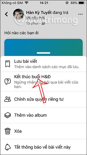Dừng nhận câu hỏi