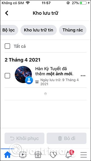Giao diện Kho lưu trữ