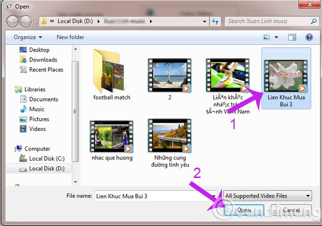 Chọn file cần chuyển đổi