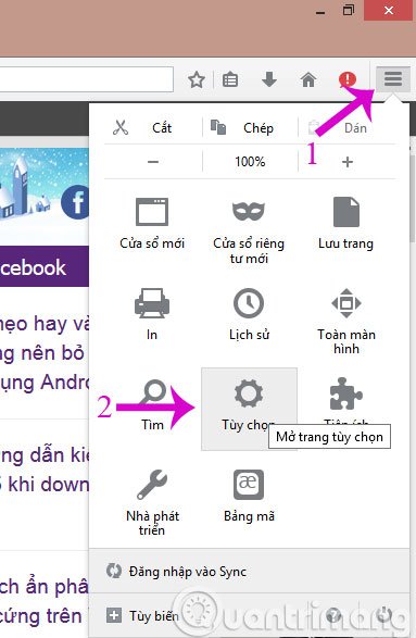 Click Tùy chọn