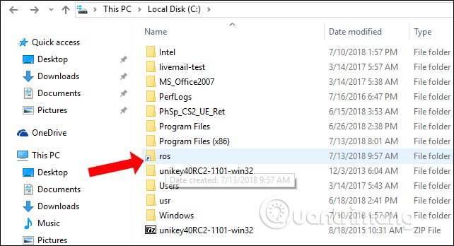Biểu tượng tại folder trước đó
