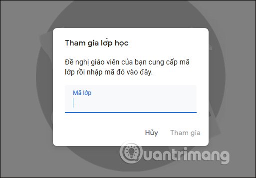 Học sinh nhập mã tham gia 