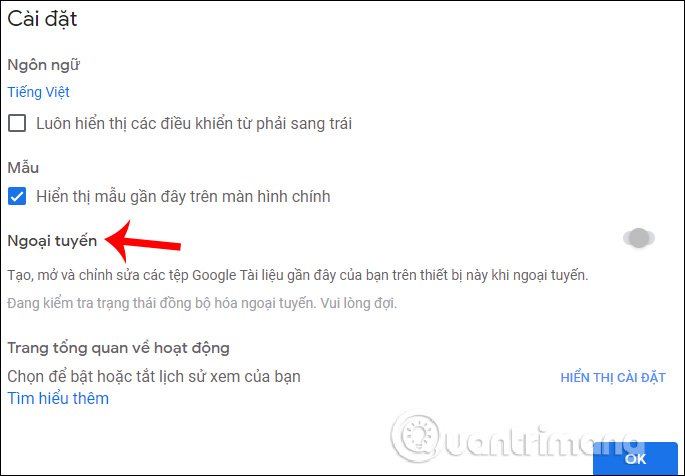 Làm việc ngoại tuyến trên Docs