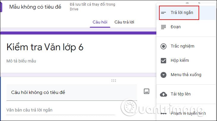 Câu hỏi ngắn 