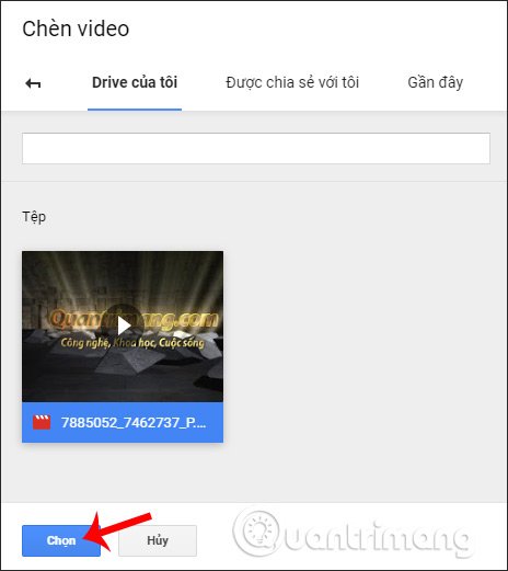 Hiện video trong slide