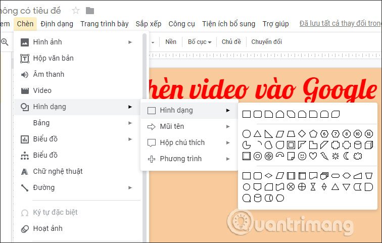 Chọn hình dạng 