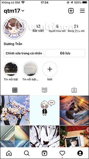 Giao diện Instagram