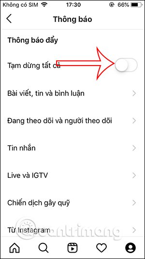 Kích hoạt tắt thông báo