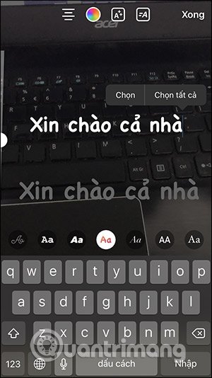 Viết dòng chữ thứ 2