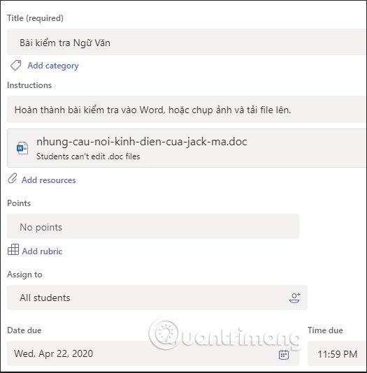 Giao diện nhập nội dung 