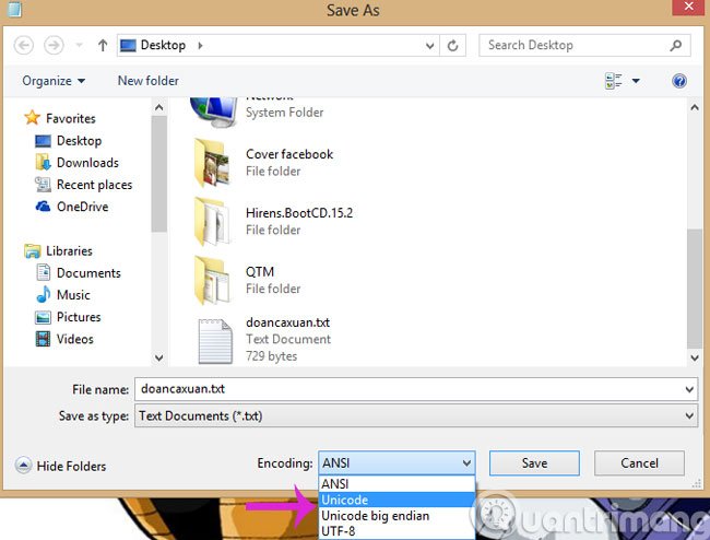 Đổi ANSI sang Unicode trong phần Encoding