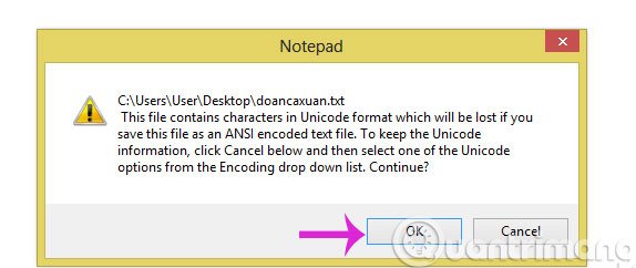 Thông báo lỗi khi lưu tiếng Việt trong Notepad