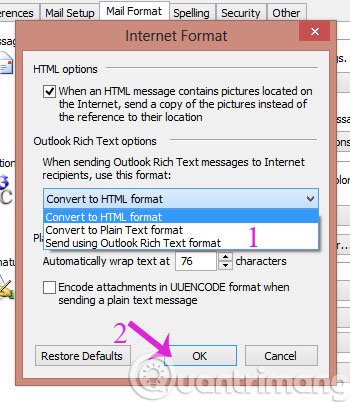 Chọn Convert to HTML format