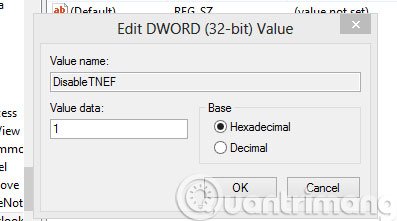 Nhập giá trị 1 vào ô Value data