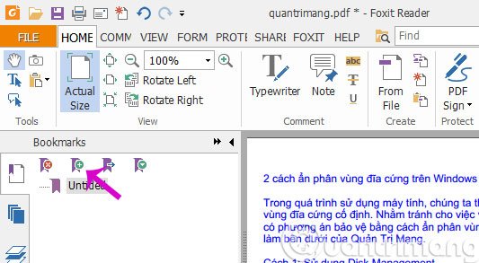 Tạo Bookmark cho trang hiện tại