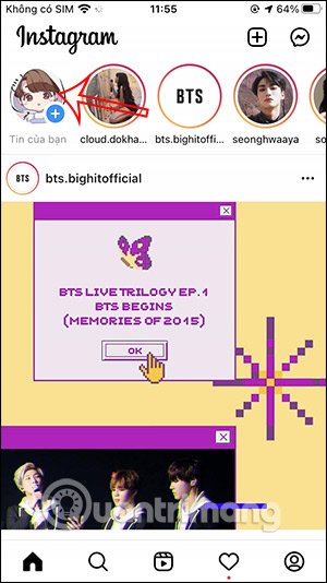 Giao diện Instagram