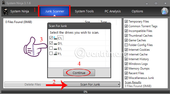 Quét hệ thống Junk Scanner
