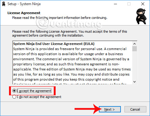 Cài đặt chương trình System Ninja