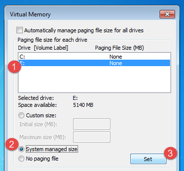 System managed size
