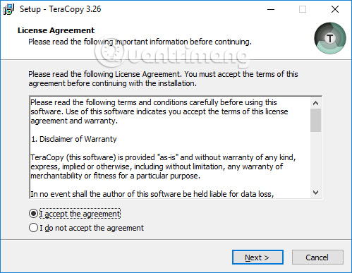 Cài đặt TeraCopy