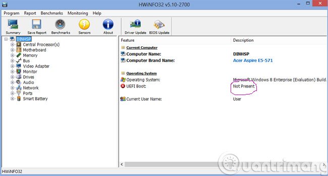 Xem dòng UEFI Boot