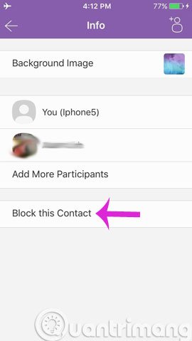 Nhấn Block This Contact