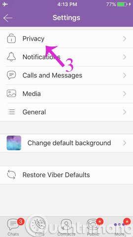 Chọn Privacy