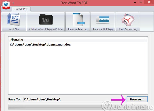 Chọn đường dẫn cho file PDF