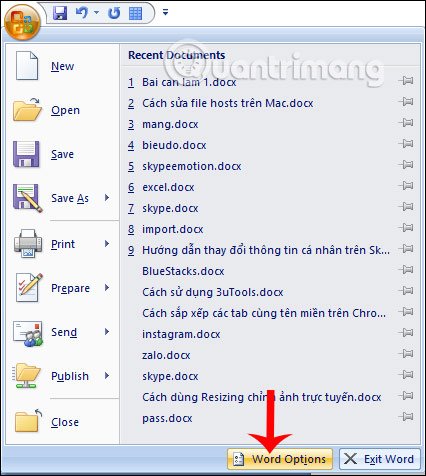 Word Options