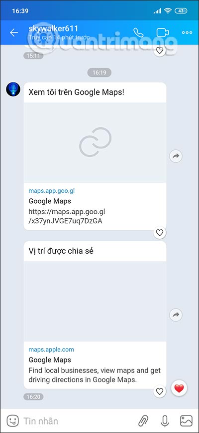 Link chia sẻ vị trí