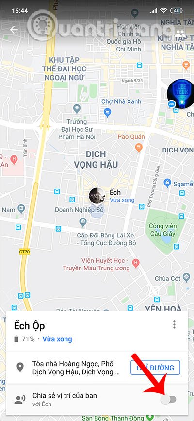 Bật chế độ chia sẻ lại vị trí