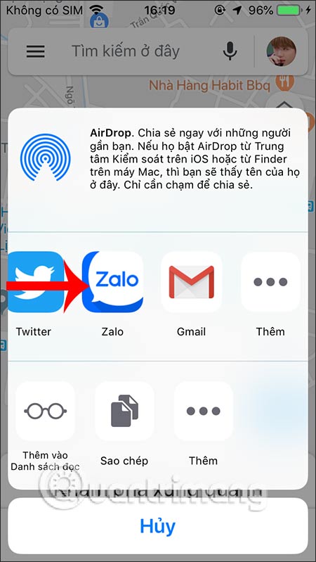 Chọn ứng dụng Zalo