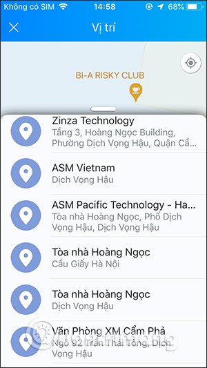 Vị trí hiển thị